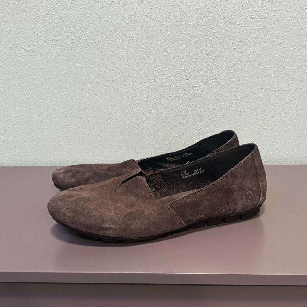 Born Women's Gray Suede Driving Moc Loafers Round Toe Slip On Flats Size 7.5 - Picture 4 of 10